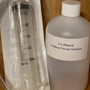 Syringe and gallium nitrate solution bottle