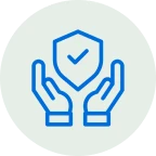 Protective hands with shield icon