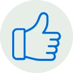 Thumbs up icon in blue outline